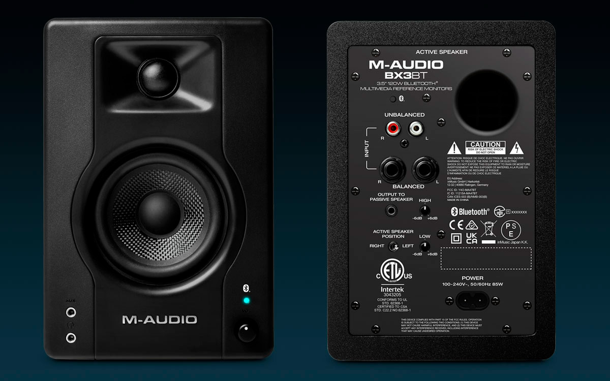 Par de Monitores Multimídia Bluetooth M-Audio BX3 BT de 3,5