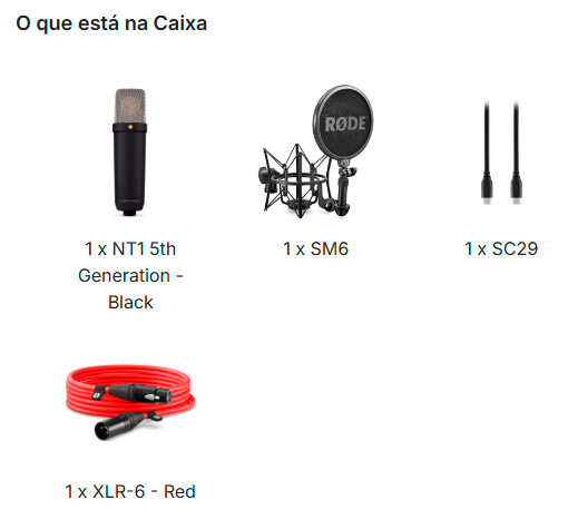 NT1 5ª Geração Rode Microfone Estúdio Condensador Preto----