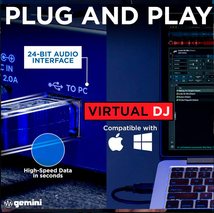 GMX Controladora DJ USB - 2 Canais Gemini------