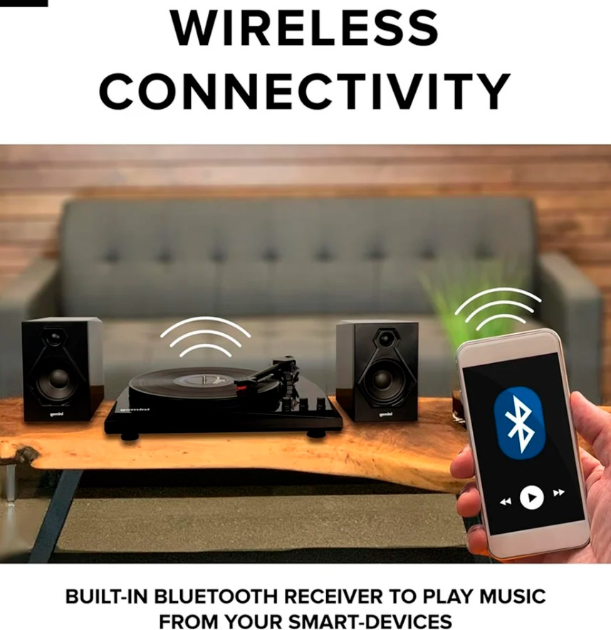 TT-900 Toca-Discos Bluetooth com Caixa Estéreo Gemini--