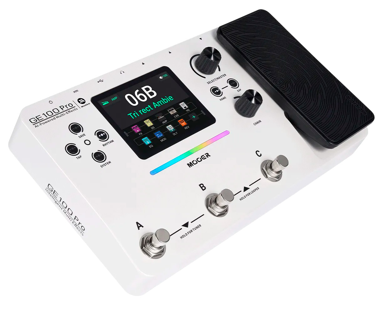 Mooer GE100 Pro Pedaleira Multiefeitos Guitarra - Branca-