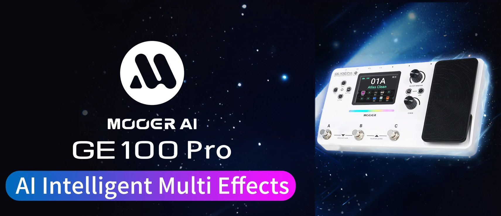 Mooer GE100 Pro Pedaleira Multiefeitos Guitarra - Branca--