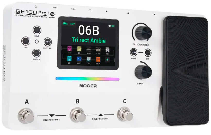 Mooer GE100 Pro Pedaleira Multiefeitos Guitarra - Branca
