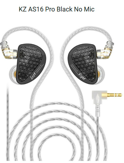 KZ AS16 Pro Fone In-Ear sem Microfone - Preto-